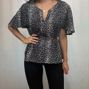 BCBGMaxAzria Cheetah Print Blouse Top